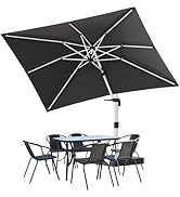 Devoko Parasol de jardin déporté en aluminium double toit imperméable 300 x 400 cm + housse