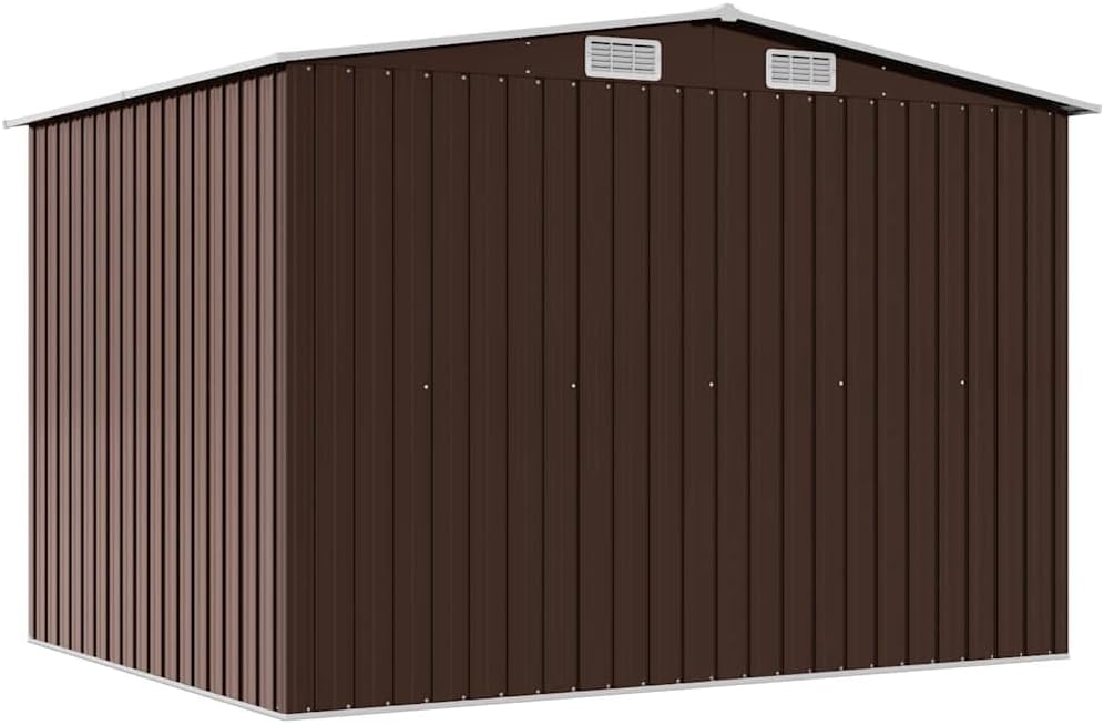 vidaXL - abri de jardin acier 257x205x178cm marron, rangement extérieur