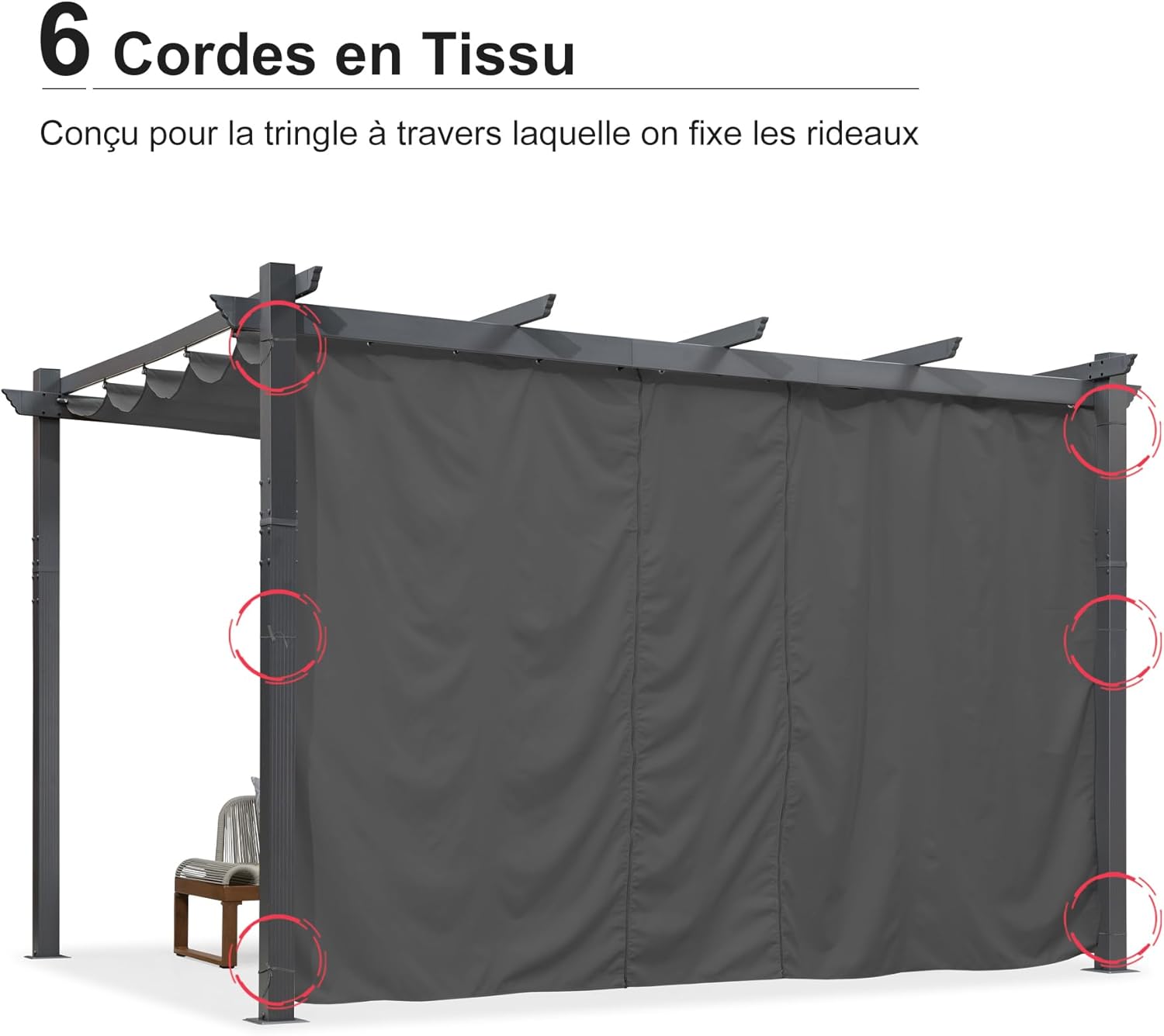 PURPLE LEAF - pergola aluminium série 4x3m rideau toit coulissant gris
