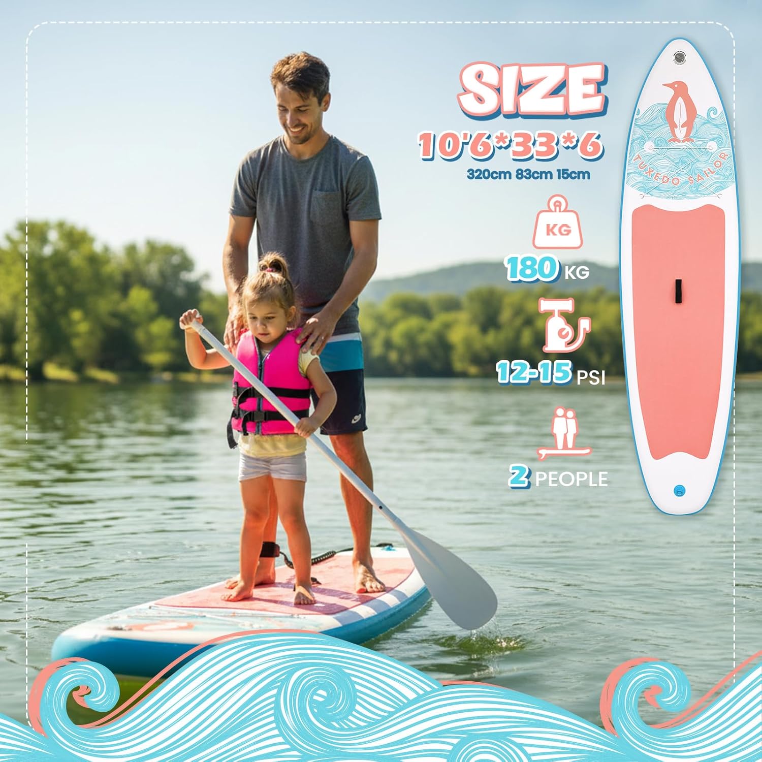 Tuxedo Sailor - SUP gonflable adulte 320cm - stable, kit complet