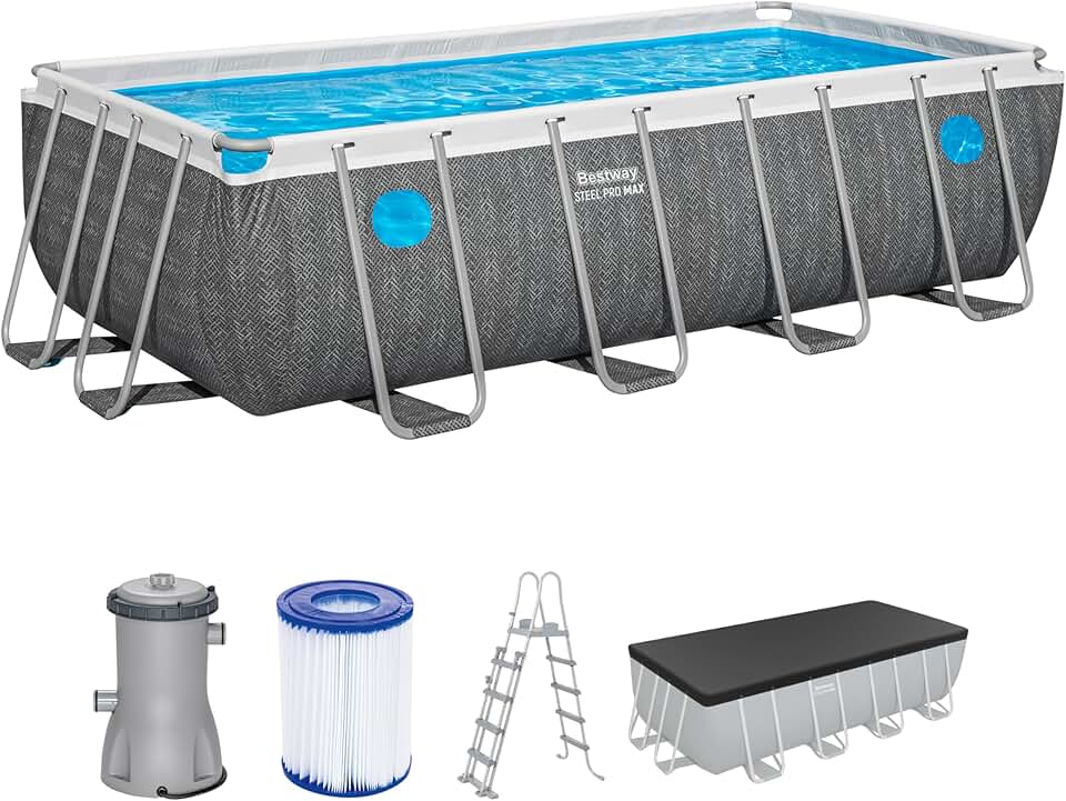 Bestway - Steel Pro Max - 488x244x122 cm - Piscine rectangulaire, Splashview