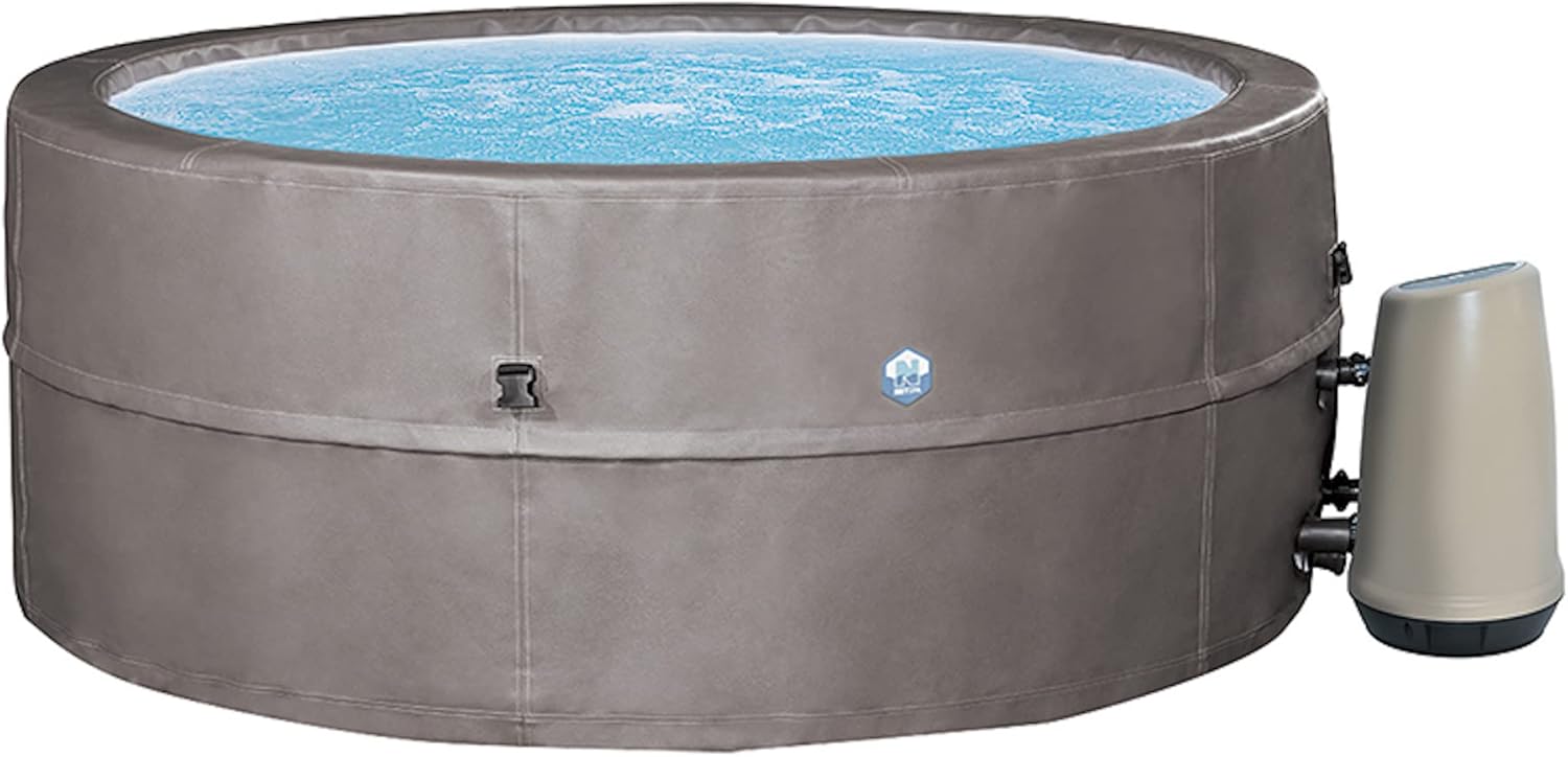 N NETSPA - Spa - Vita Premium - SP-VIP160C - Gonflable - 6 Places (4 Adultes + 2 Enfants) - Bache De Protection - Réchauffeur - 1100 L - Couverture Simili-Cuir Premium