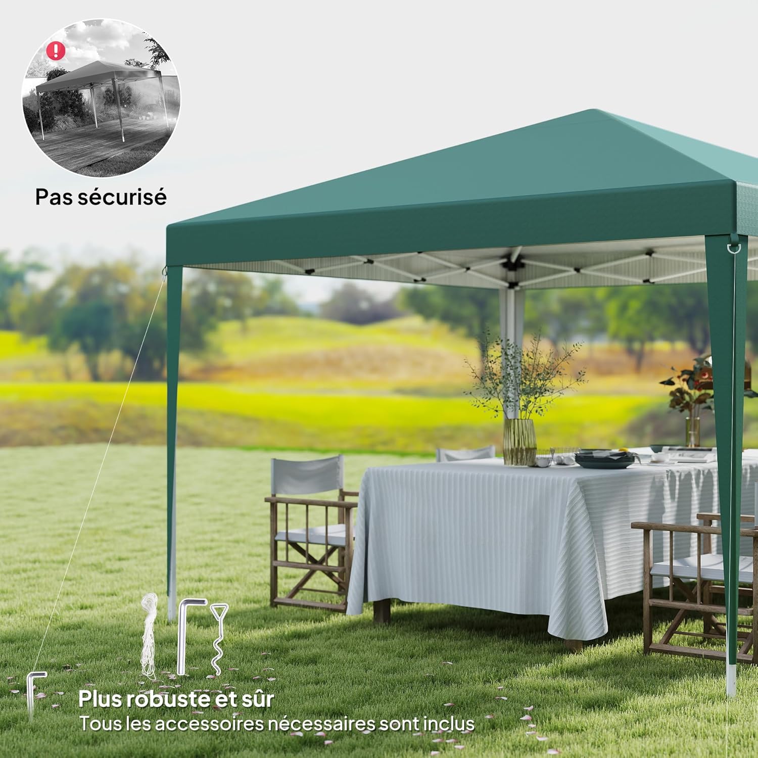Outsunny - tonnelle pliante 3x3m - anti-UV, sac de transport, acier, vert