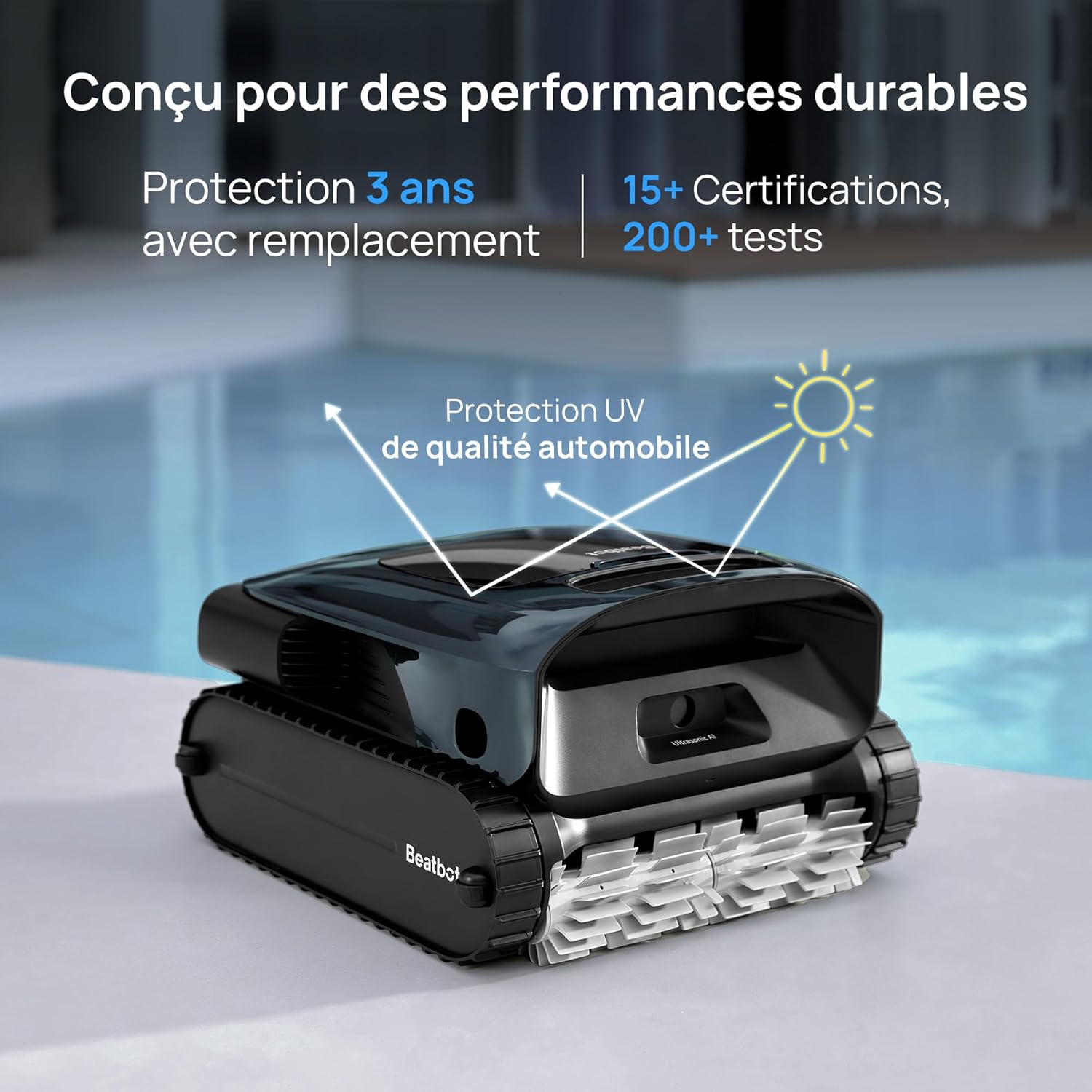 Beatbot AquaSense 2 Pro Robot Piscine sans Fil, nettoie Le Fond, Parois et flottaison, Aspirateur Piscine avec Remontée Automatique, jusqu'à 11 Heures, pour piscines jusqu'à 360 m²