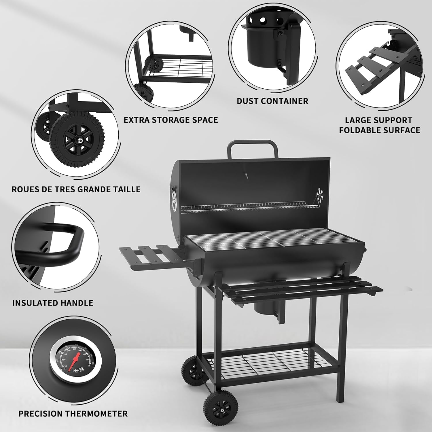 Teeno - barbecue boule XXL - deux étagères, évent réglable, housse.