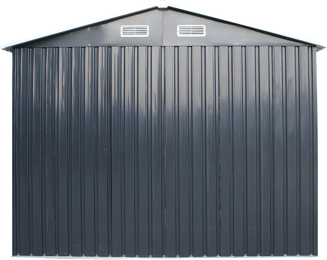 Vente-unique - MANSO - abri de jardin métal 5,2m² - acier galvanisé gris