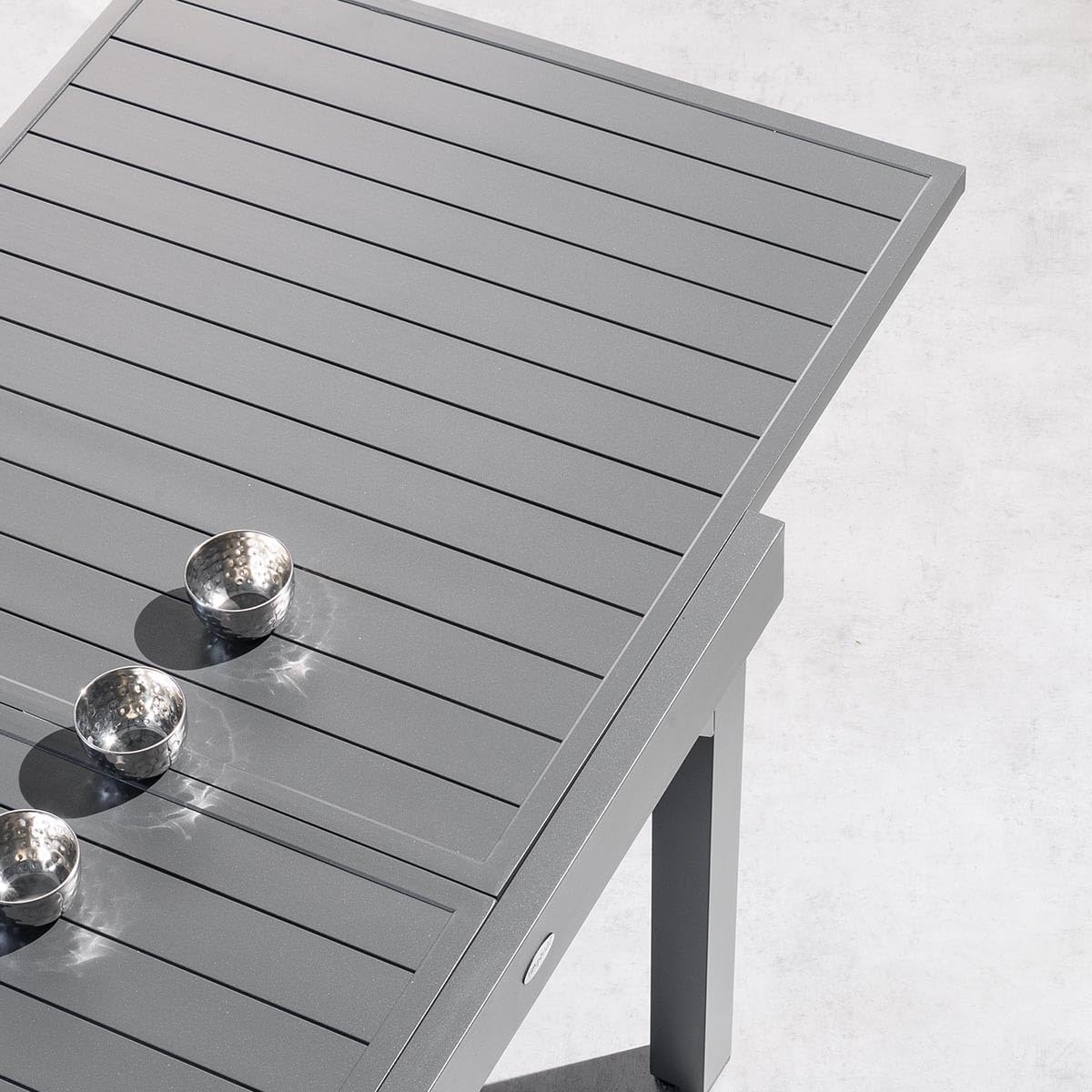 Hespéride - Piazza extensible - 180/240x90 cm - alu gris, 8 places