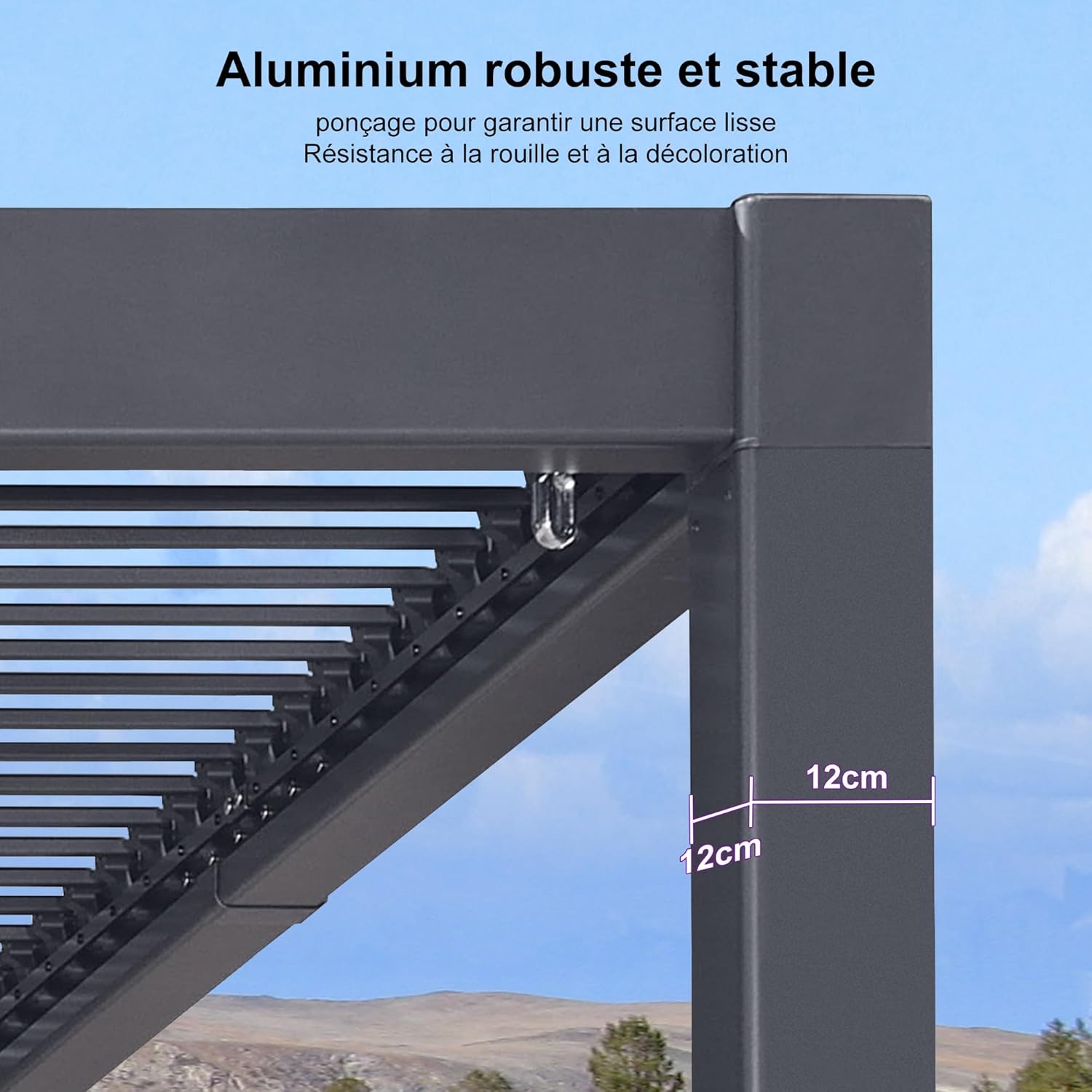 PURPLE LEAF - pergola bioclimatique - 3,5x6,35m - aluminium, lames orientables, résistante intempéries