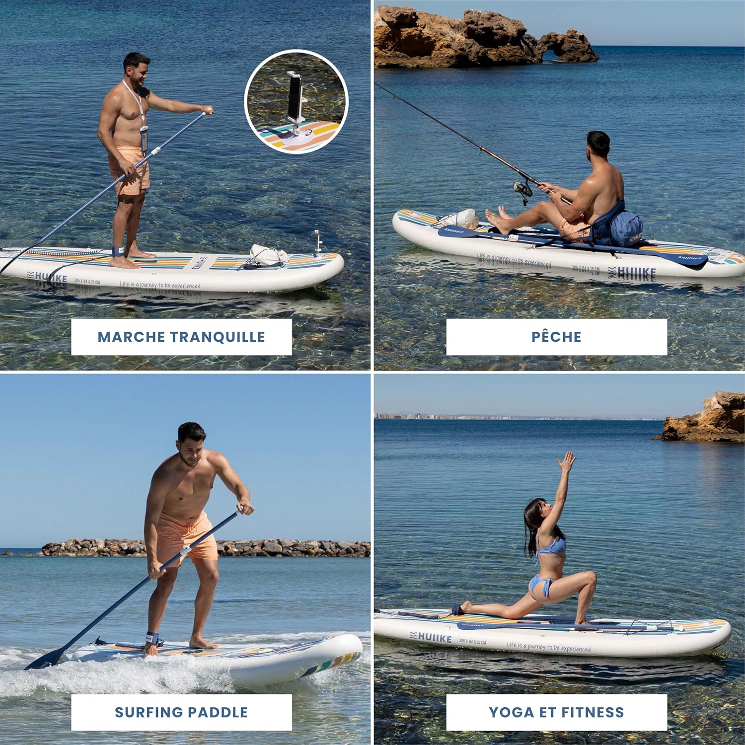 HUIIKE - Paddle gonflable adulte - 305x84x15cm - grande stabilité, accessoires inclus