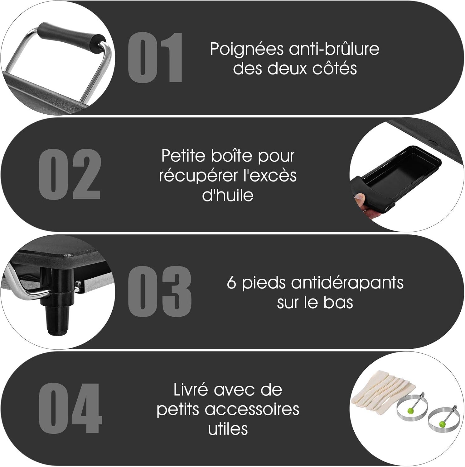 GOPLUS - plancha électrique XXL - 90x23cm - antiadhésive, thermostat ajustable, 8 personnes, 1800W