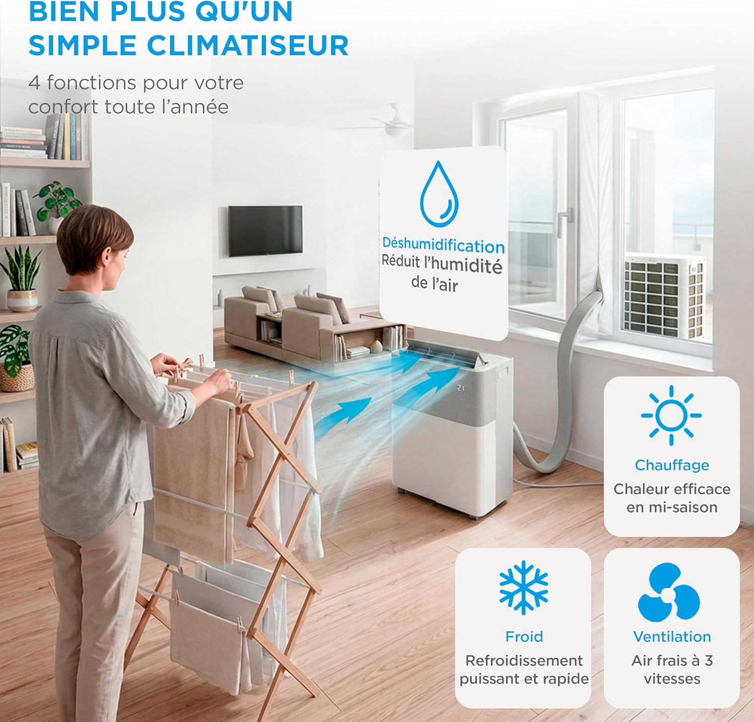 Midea - PortaSplit 12000BTU - 3,5kW, 4-en-1, silencieux, portable MIDEA