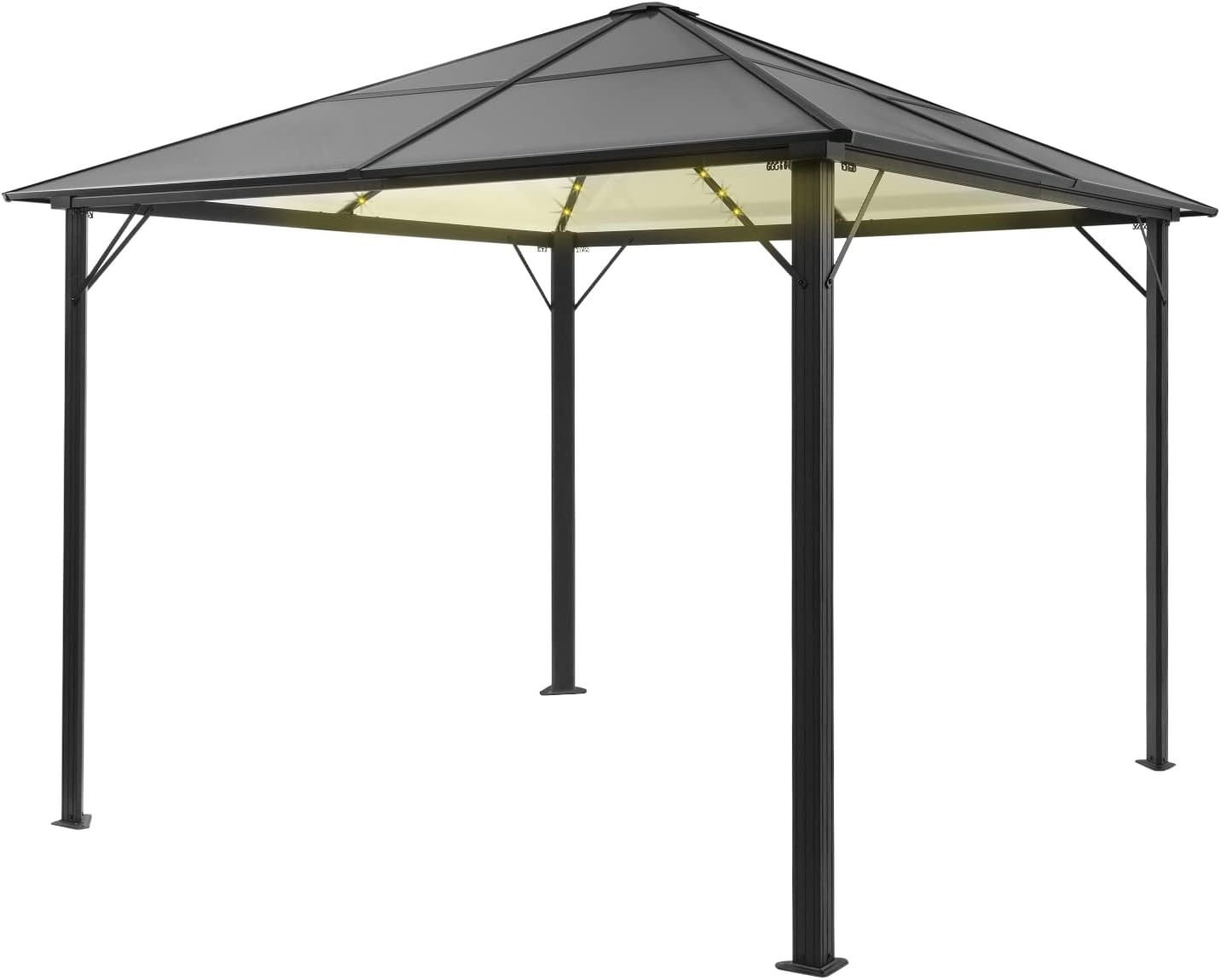Blumfeldt - Pergola aluminium 3x3m - toit rigide LED & polycarbonate