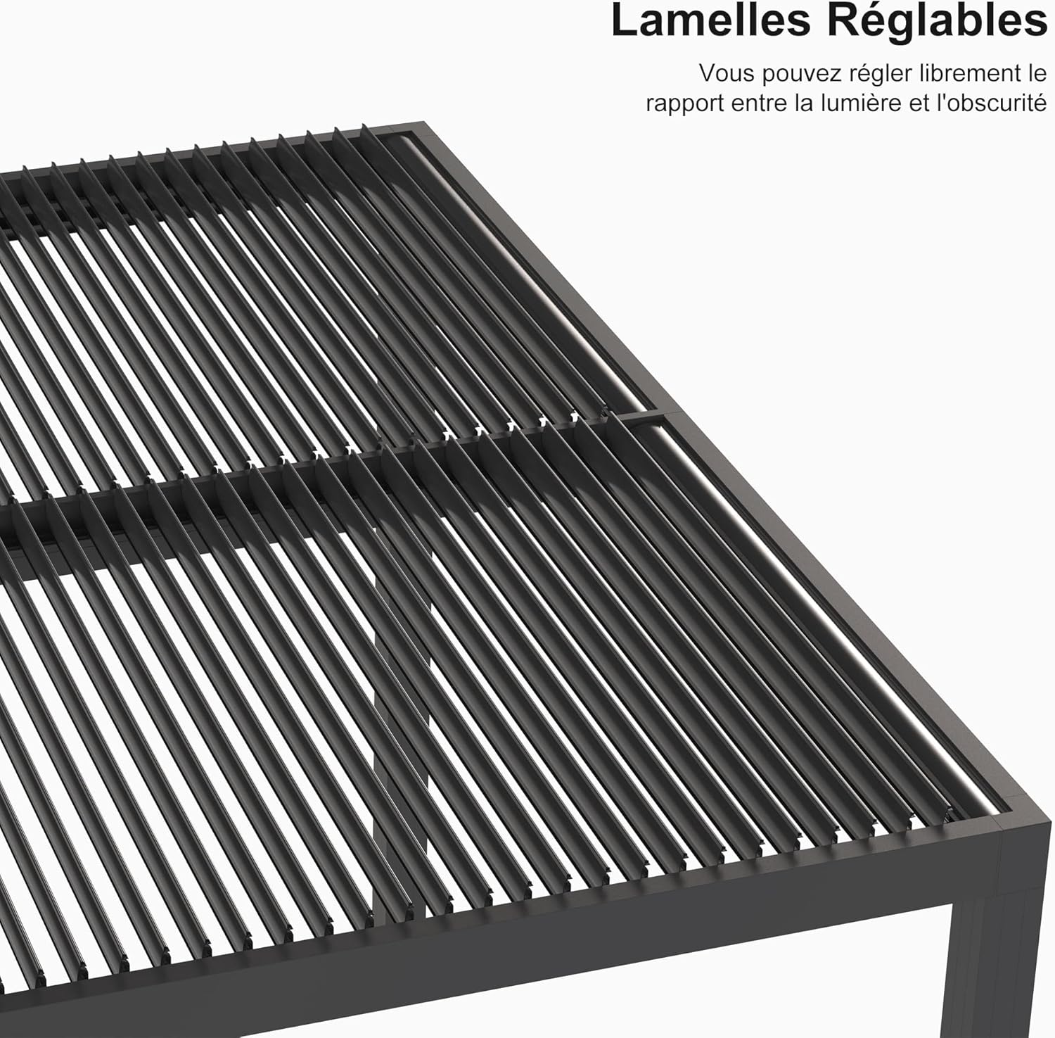 PURPLE LEAF - Pergola bioclimatique série aluminium - 4,6x3,3 m - lames orientables, éclairage intégré