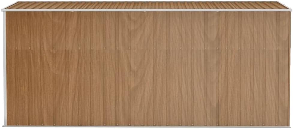 vidaXL - Abri de jardin mural - 118x382x178 cm - acier galvanisé, rangement outils, extérieur, marron