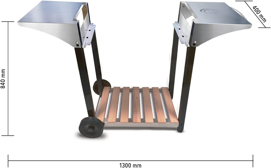 Little Balance - Chariot plancha Aquitaine Pro - inox/bois, roulettes, dessertes latérales - 8477