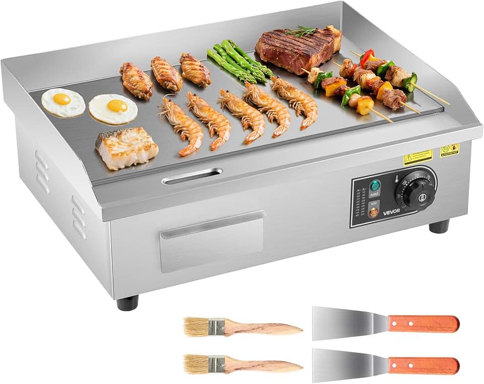 VEVOR - plancha électrique pro - 535x300 mm - 3200W, inox, 50-300°C