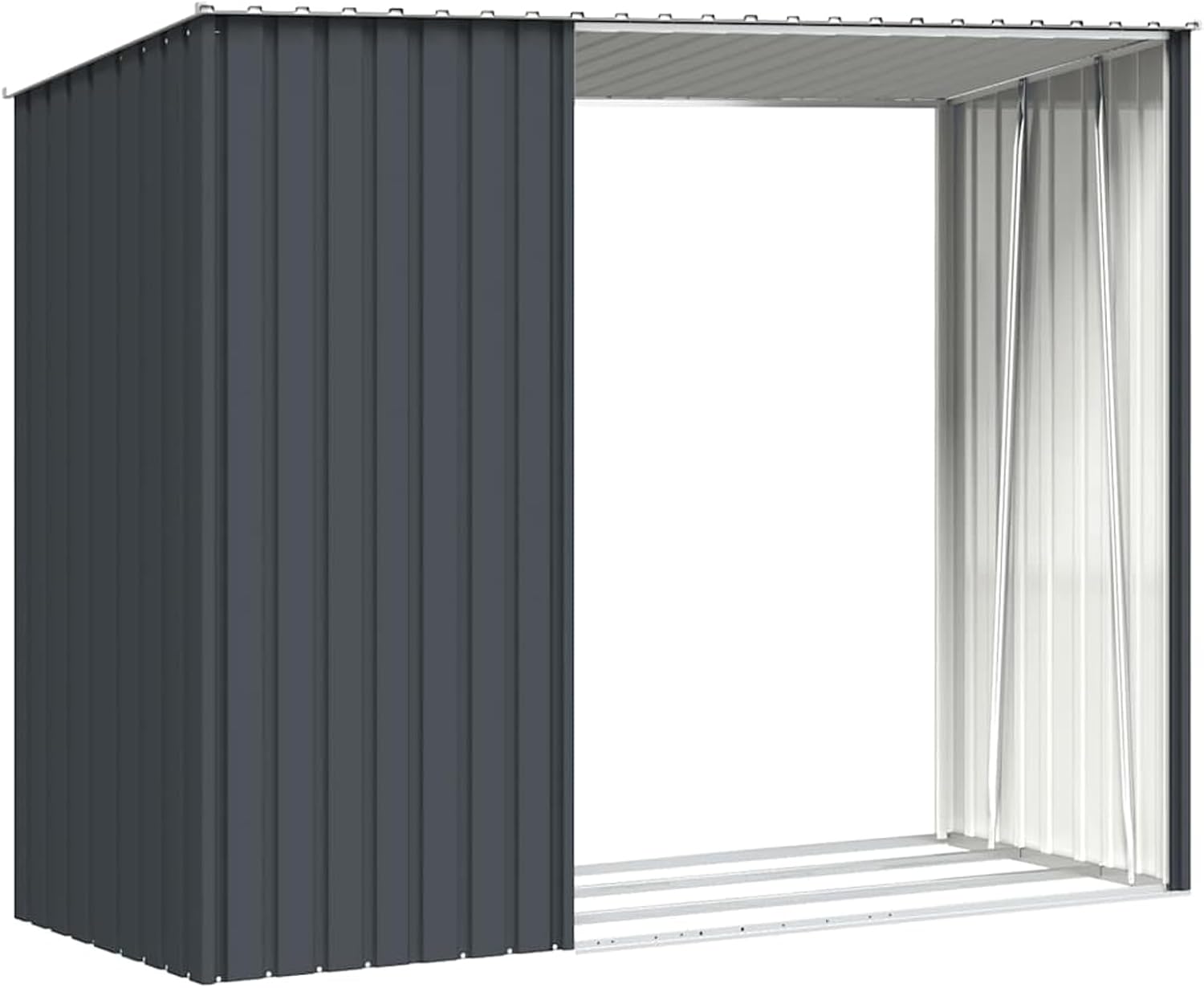 Gecheer - abri à bois jardin - 245x98x159 cm - acier galvanisé, grande capacité
