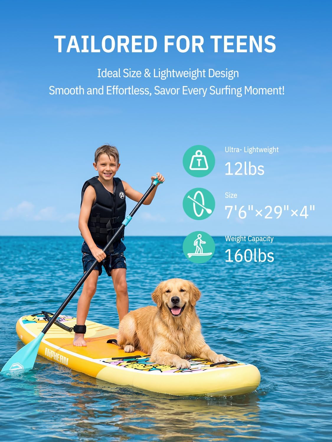 Niphean Paddle Gonflable Adulte avec Tous Les Accessoires, 320cm Planches de Stand Up Paddle Gonflables pour Tous Les Niveaux, Sup avec Capacité 200 kg pour 2 Personnes, Paddle Gonflable avec Siège