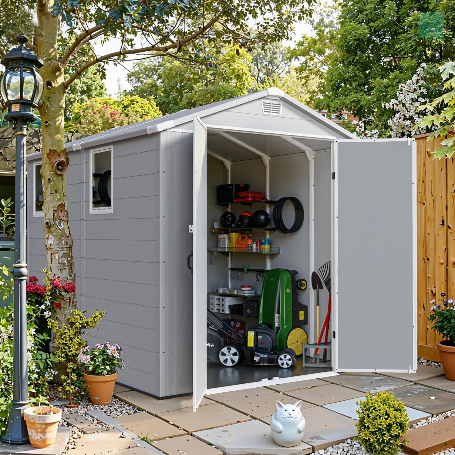 Devoko - Abri de jardin extérieur double portes, toit apex, résistant, dimensions, verrouillable