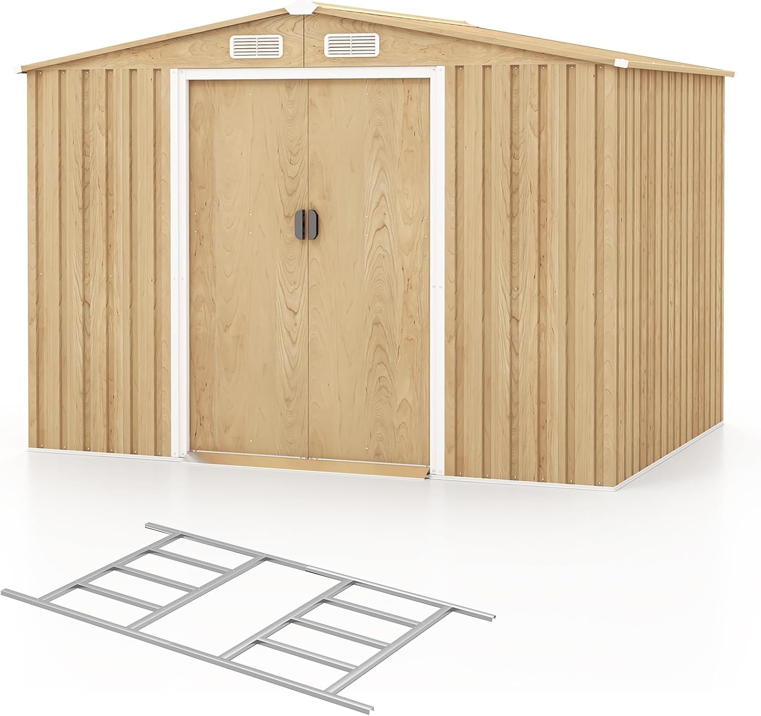 COSTWAY - Abri de jardin acier 259x196x184cm porte coulissante 5m²