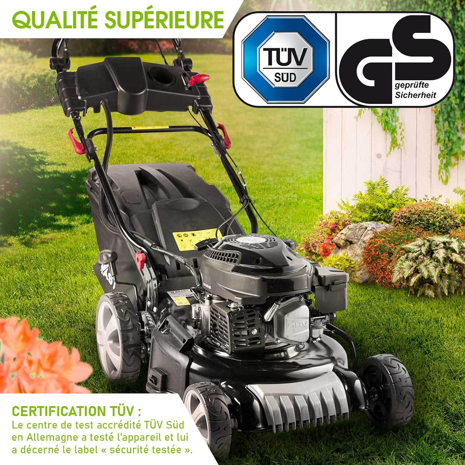 BRAST - Tondeuse thermique ESTART - 46cm, 170cc, tractée, 4en1, démarrage électrique