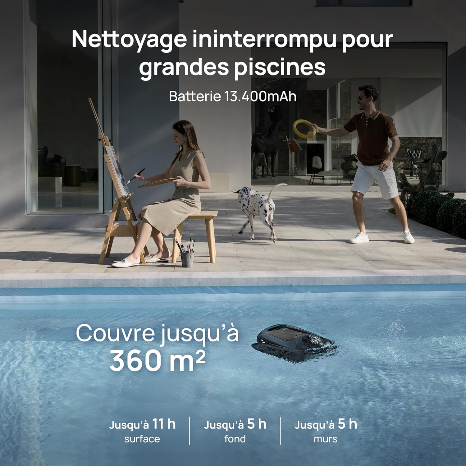 Beatbot AquaSense 2 Pro Robot Piscine sans Fil, nettoie Le Fond, Parois et flottaison, Aspirateur Piscine avec Remontée Automatique, jusqu'à 11 Heures, pour piscines jusqu'à 360 m²