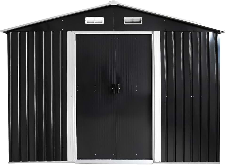 Vente-unique - MANSO - Abri métal acier galvanisé gris 8m² - MANSO
