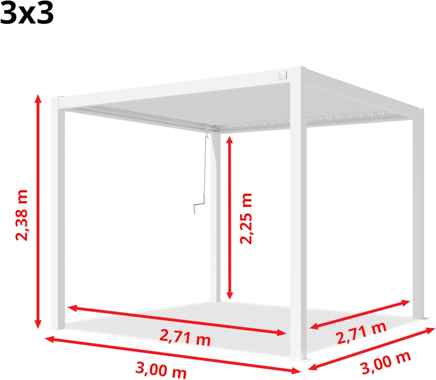 PRIMEYARD - Pergola série acier/aluminium - 3x3m - Lames orientables