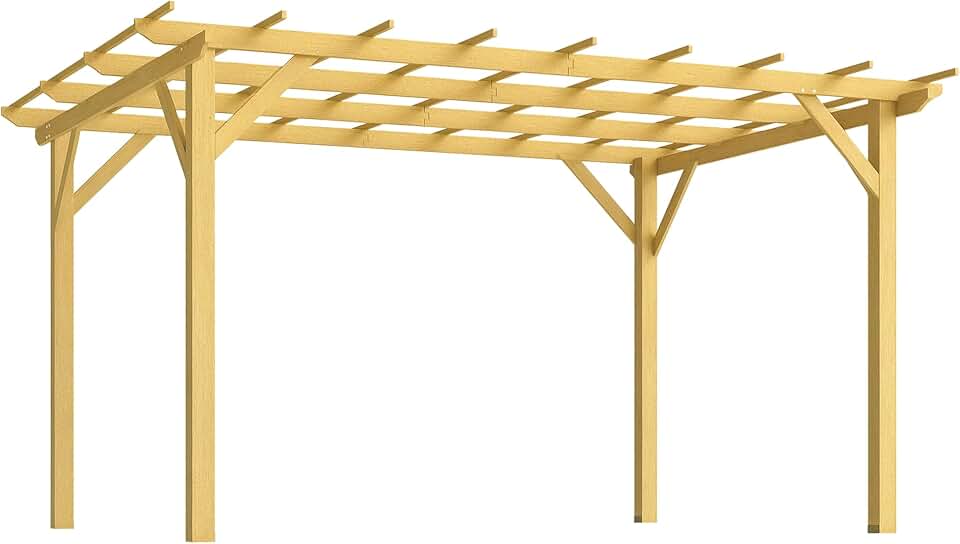 Outsunny - pergola jardin bois naturel - 3x4m - idéale vignes et fleurs