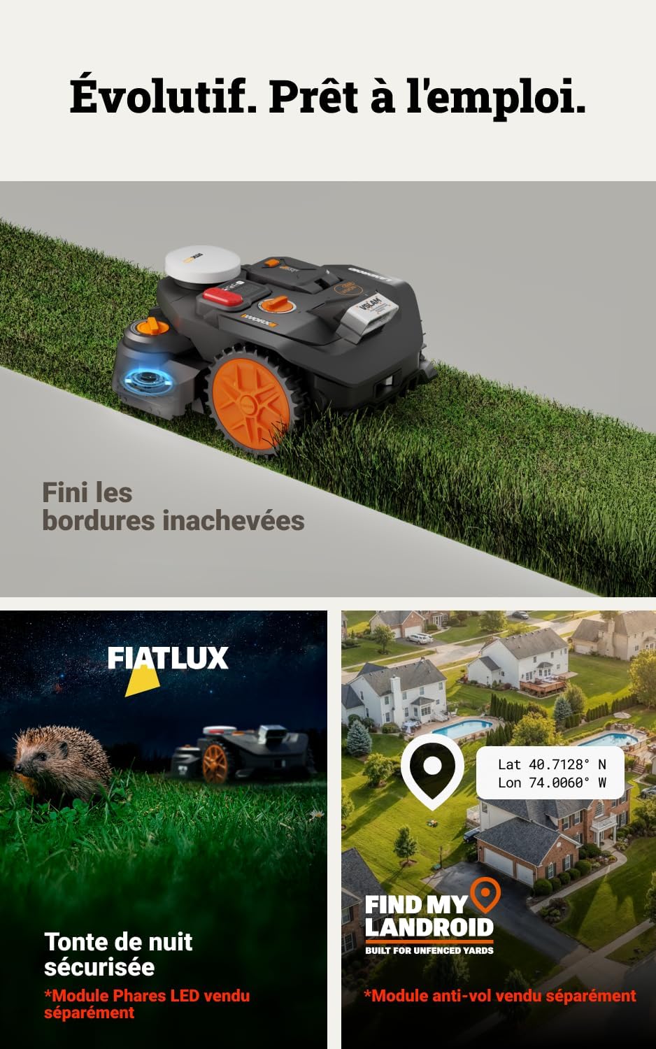 WORX - robot tondeuse Vision Cloud 2WD - 600 m² - navigation IA avancée WR306E