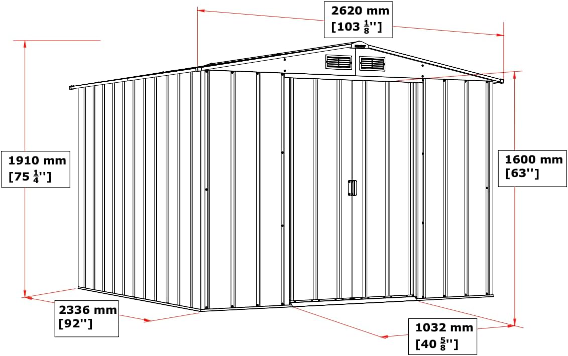 Duramax ECO 8 x 8 (5.89 m²) Abri de Jardin en Métal Galvanisé à Chaud, Abri de Stockage d'Outils, Structure de Toit Renforcée, Abri en Métal Sans Entretien, Vert