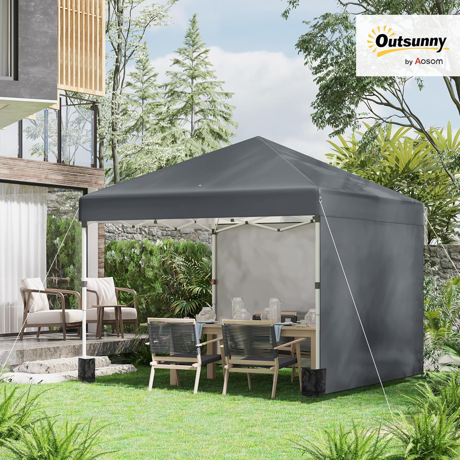 Outsunny - tonnelle pop-up réglable - 297x297x288 cm - 2 parois, UV30+, sac inclus