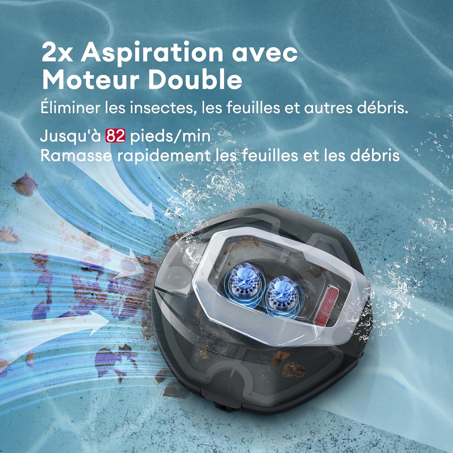 Ultenic Pooleco 10 Robot Piscine, 90Min, 80m², Robot Piscine sans Fil, Auto Stationnement, 3 Heures de Charge Rapide, Conception de Récupération sans Crochet, Convient à Une Large Gamme de Piscines