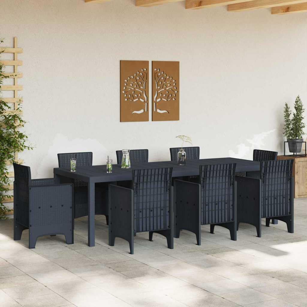 vidaXL - Table de jardin rectangulaire - 250x100x73 cm - poly rotin durable anthracite