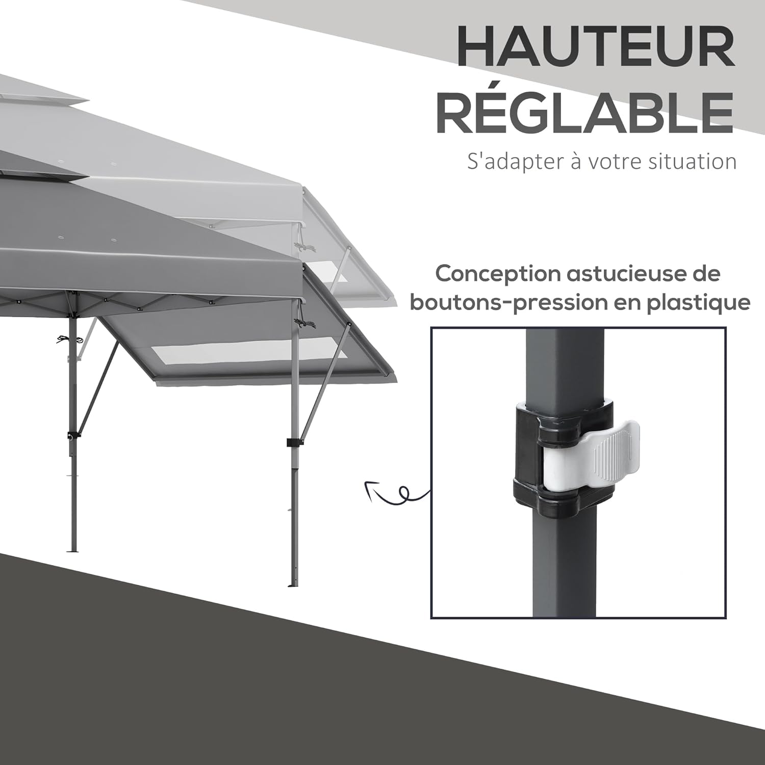 Outsunny - barnum pop-up 5x3m - 2 parois réglables, sac à roulettes