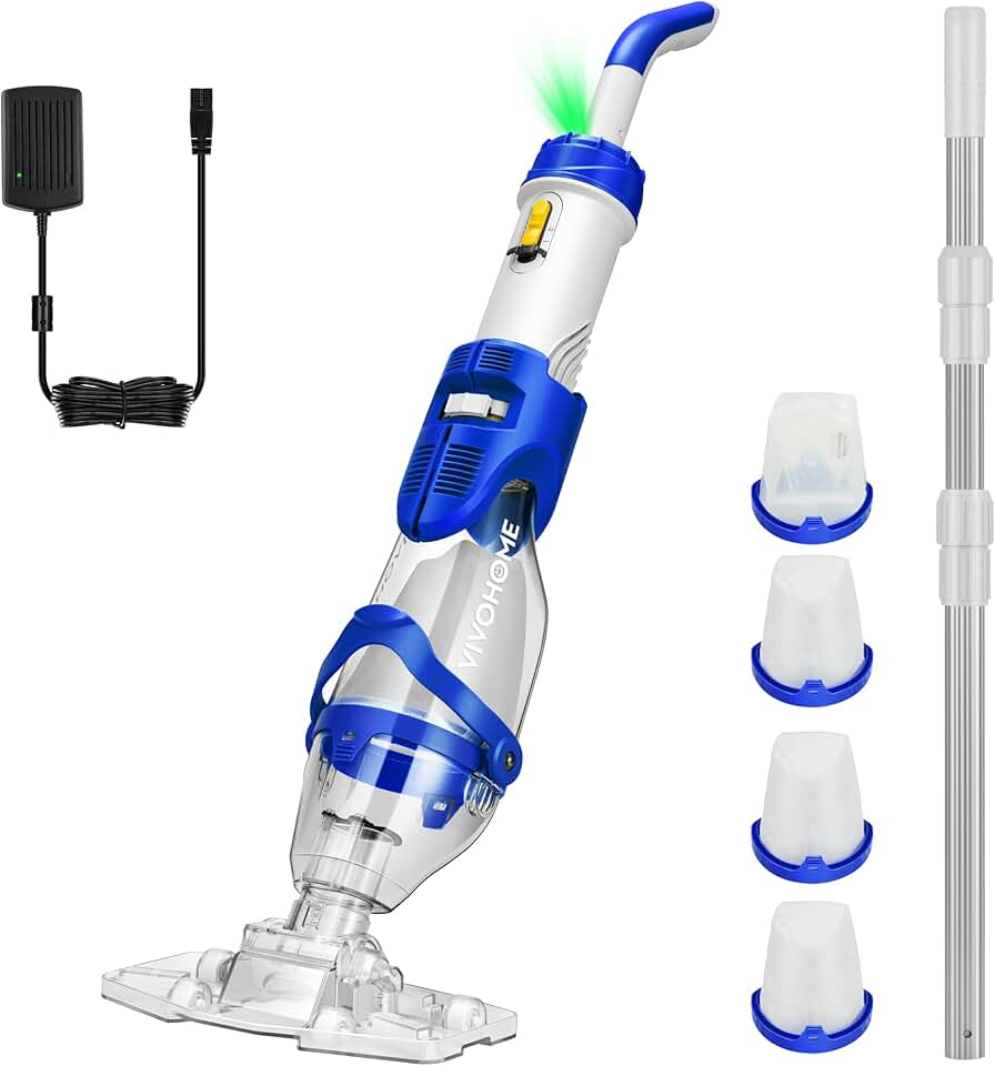 VIVOHOME - Aspirateur piscine sans fil - 250 cm - 4300 LPH, 2,6L, 75 min, 4 sacs filtres