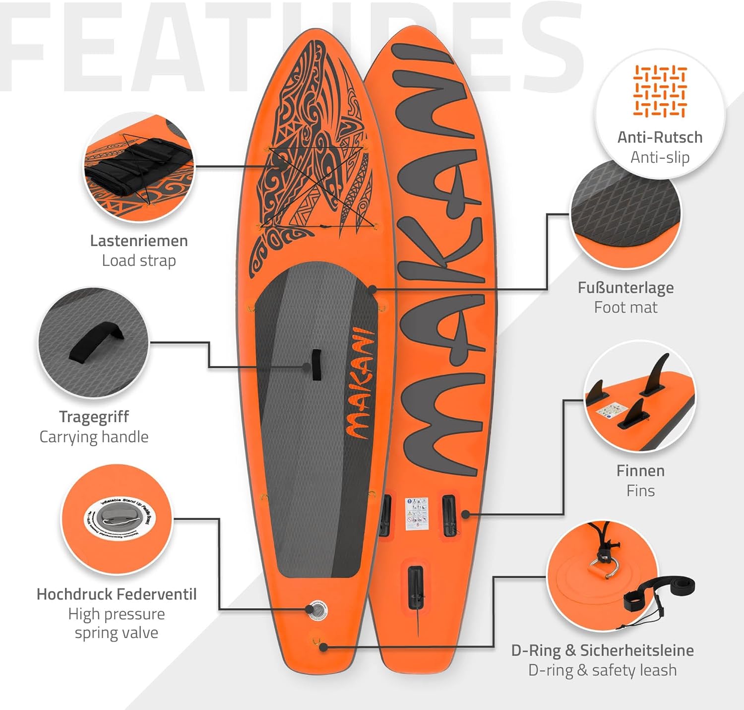 ECD Germany - Stand Up Paddle Série - 305/308/320/380 cm - PVC, 120/150 kg, ép. 10/15 cm