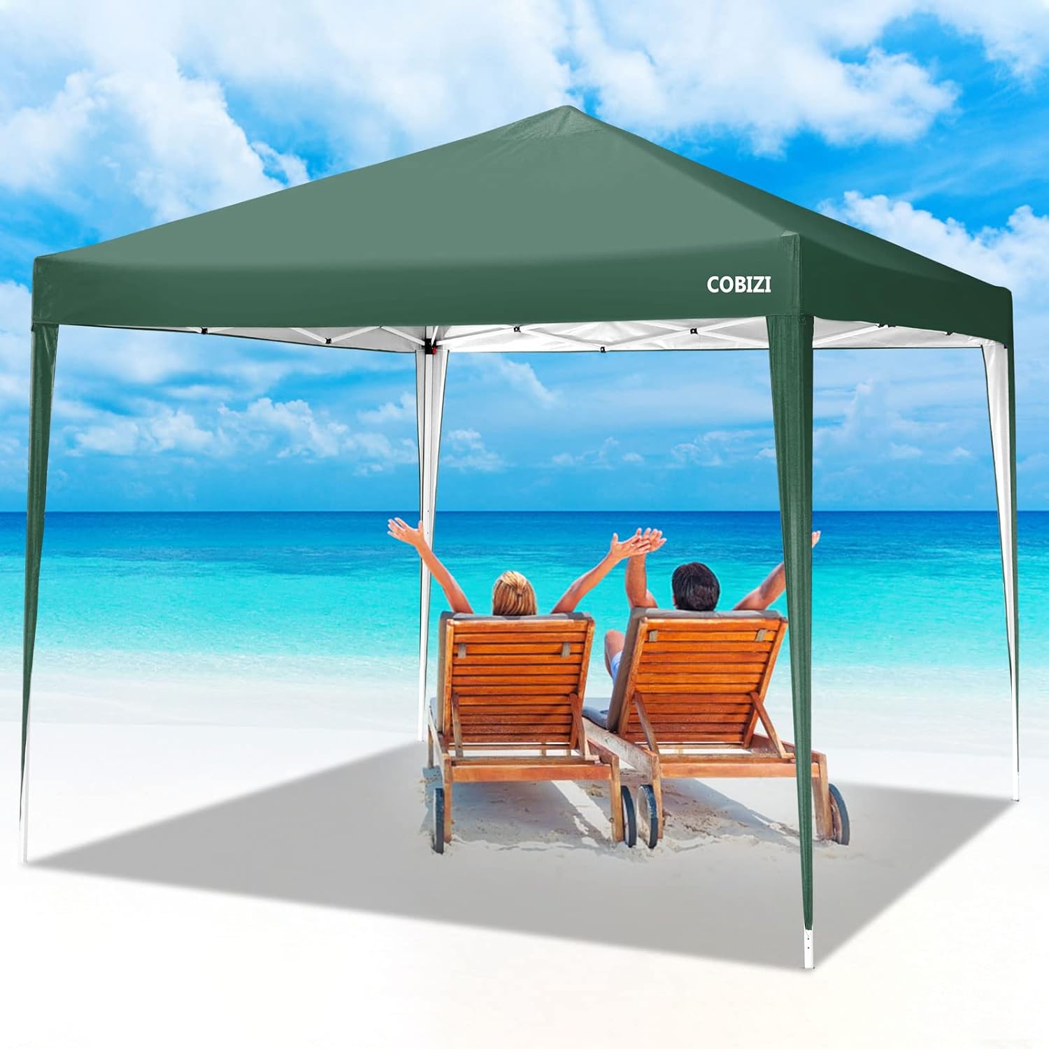 COBIZI - tonnelle escamotable 3x3m - imperméable, côtés, 4 sacs de sable