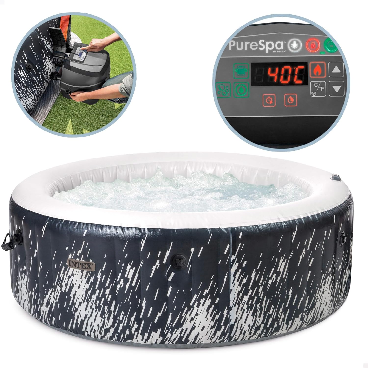 Intex - PureSpa Bubble Glow Deluxe - 196x71cm - 4 places, 140 jets, LED multicolore - 28494NP