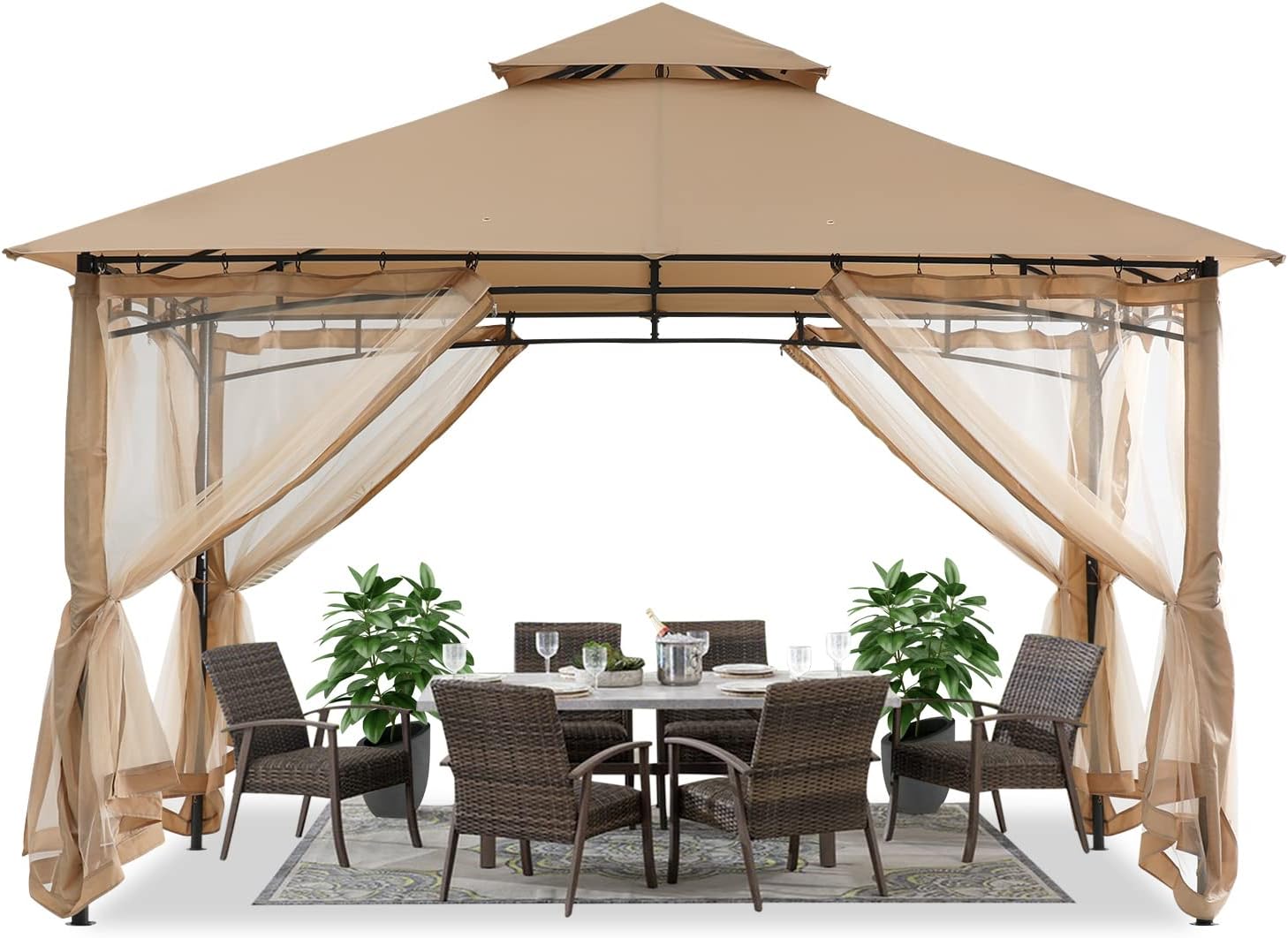 ABCCANOPY - tonnelle terrasse robuste - 3m x 3m - moustiquaire