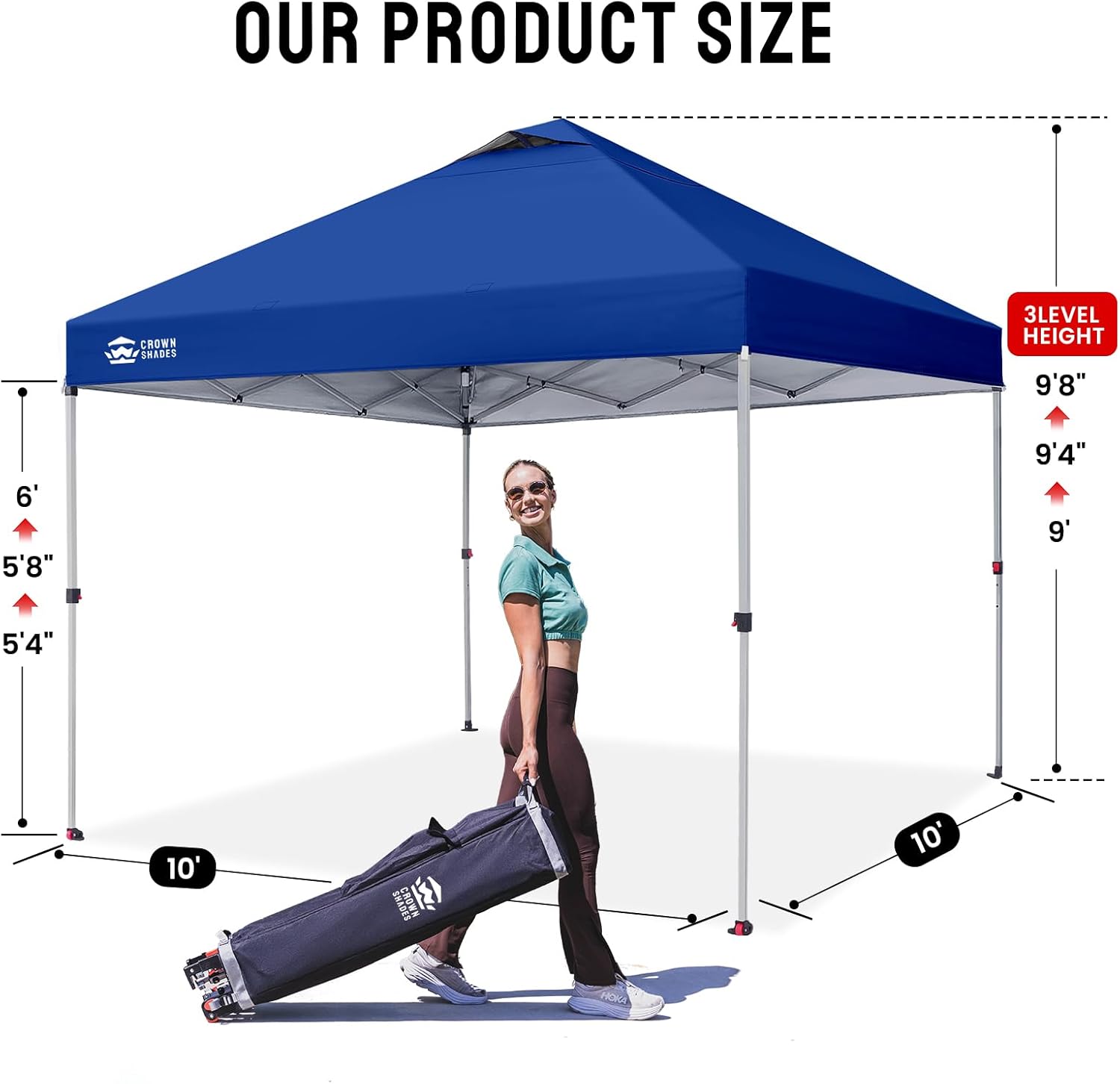 CROWN SHADES - Tonnelle pliante 3x3m - imperméable, UPF 50+, sacs de sable