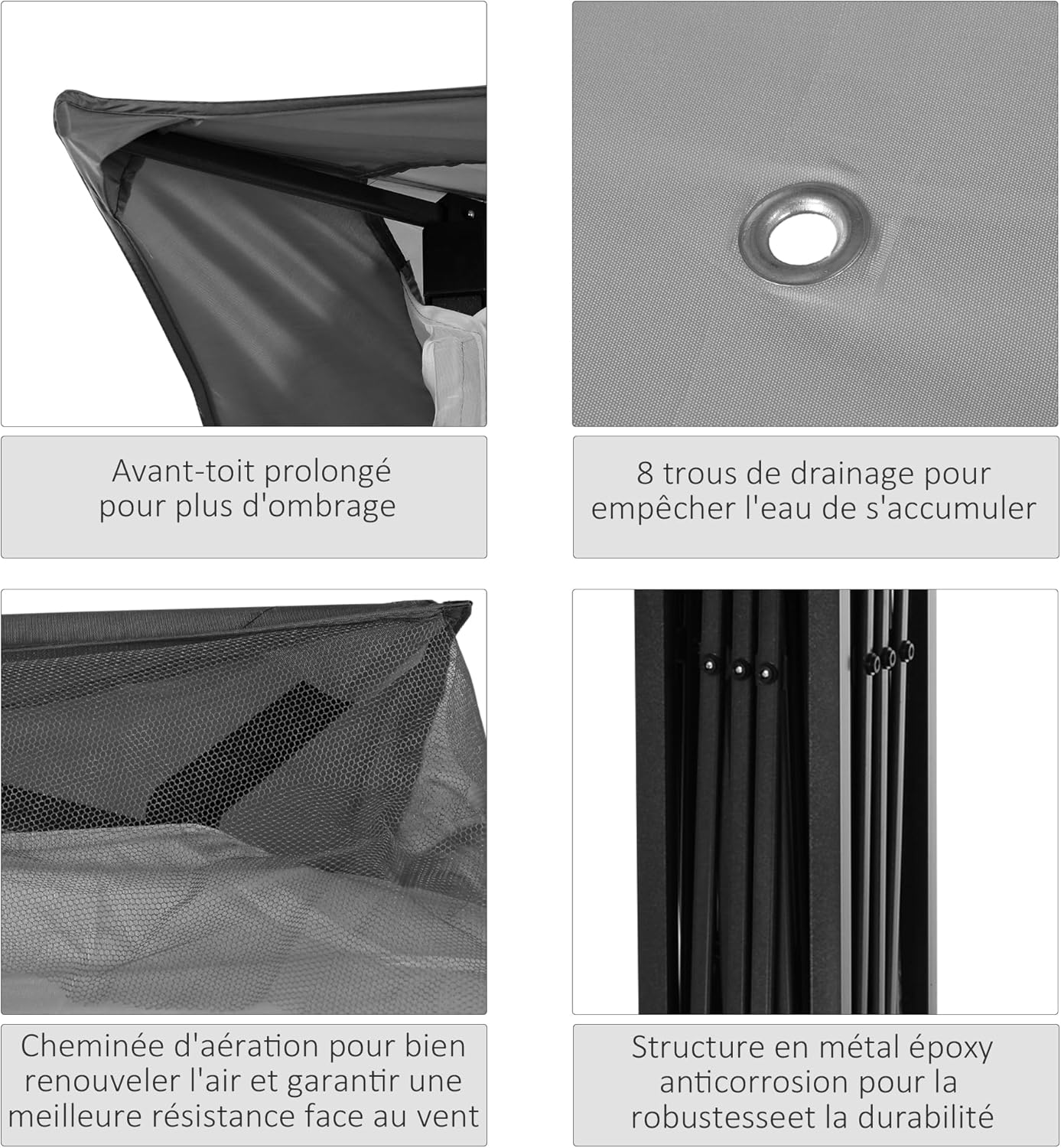 Outsunny - Tonnelle Pop-up - 3x3m - Métal, anti-UV, moustiquaire, sac de transport