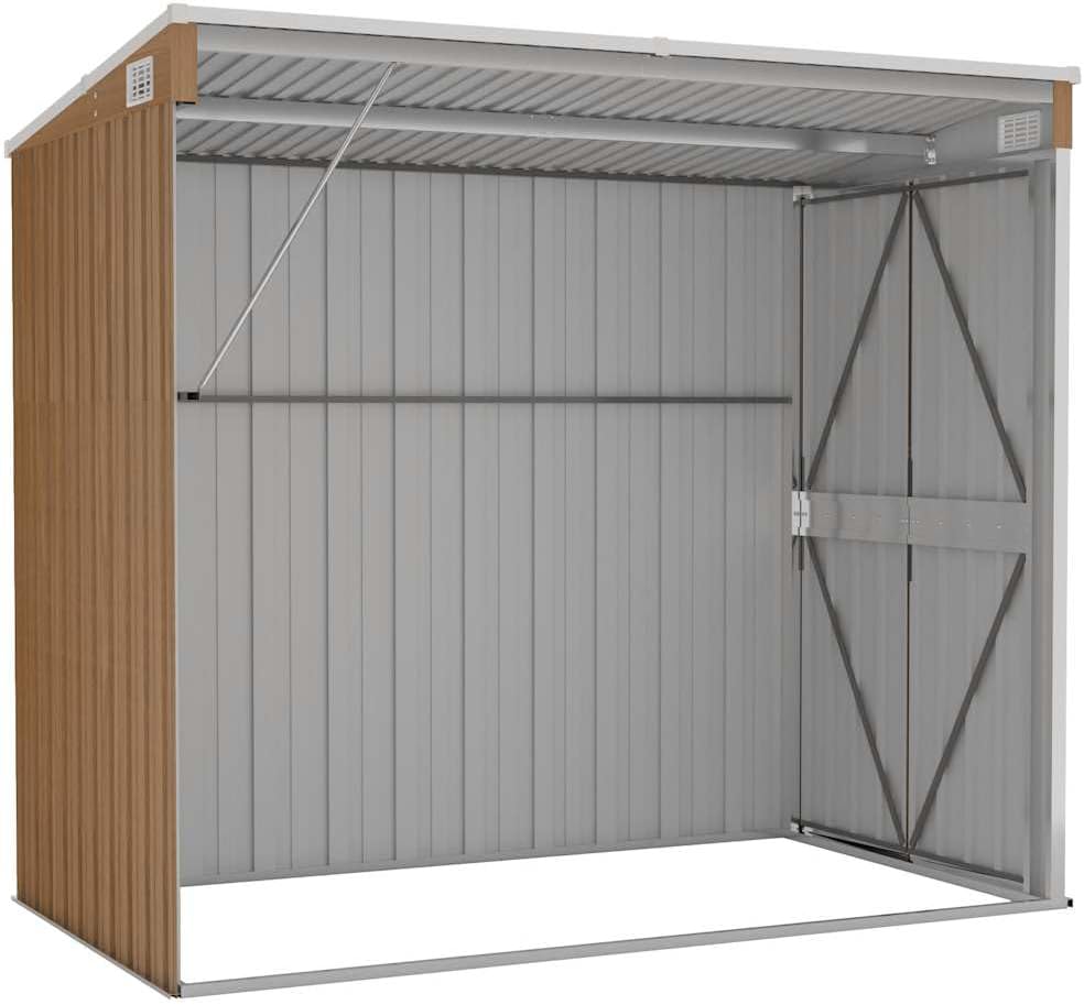 Générique Abri de Jardin Mural Marron 118x194x178 cm Acier galvanisé,Structures extérieures, Cabanes & abris de Jardin,316224