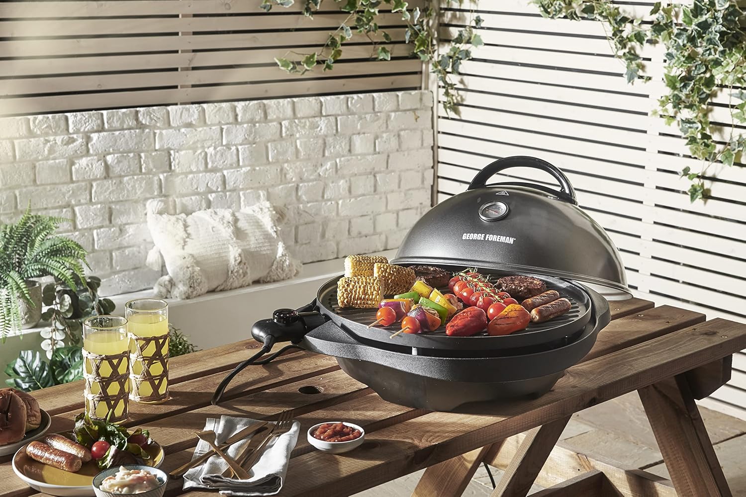 George Foreman - Barbecue 2 en 1 - 44,5cm - Électrique, grill avec bac à graisse, 2400W, 22460-56