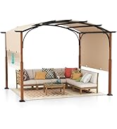 RELAX4LIFE Pergola Jardin Extérieur 3,6x3 M avec Auvent Rétractable, Tonnelle Pergola Métallique ...