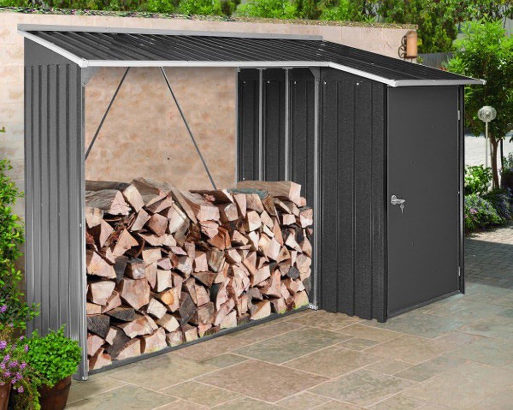 Duramax - WoodStore Combo - 8x3 ft - abri bûches métal, porte cadenassable, sol surélevé