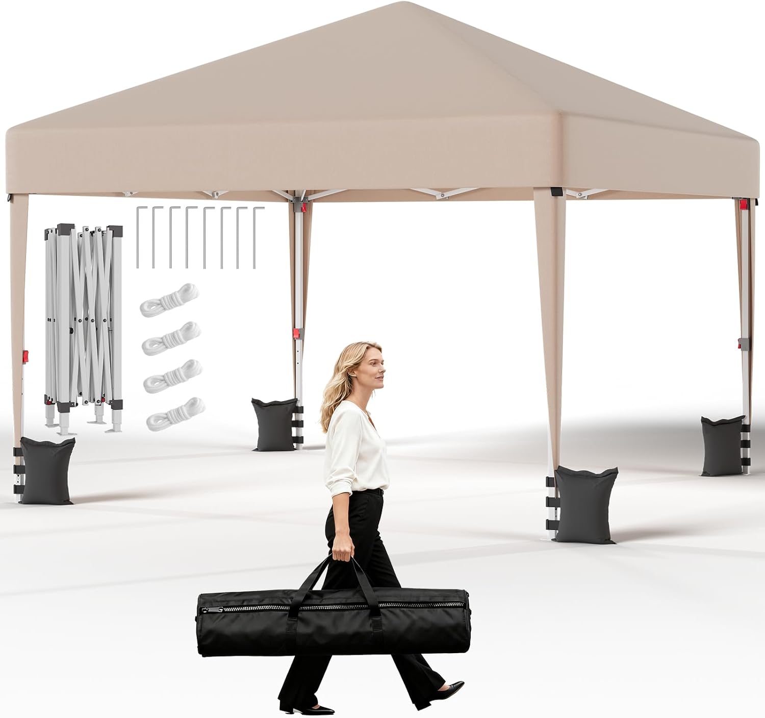 JUMMICO - Tonnelle pliante série 3x3m - réglable, anti-UV, imperméable