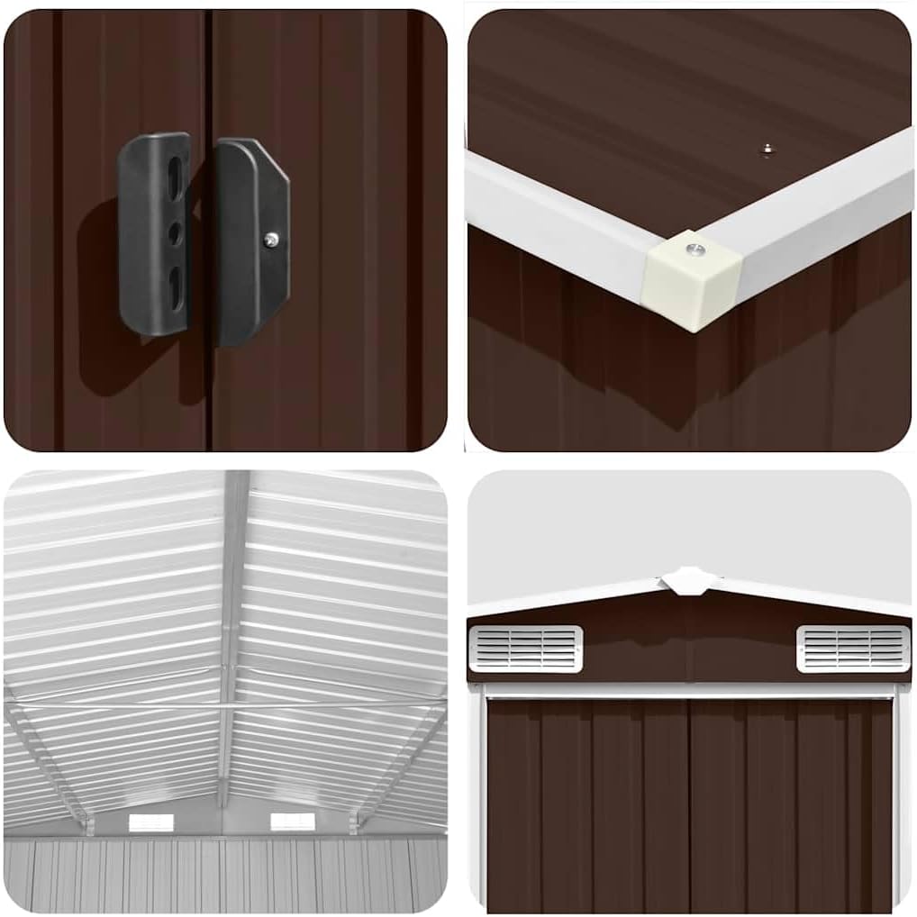 vidaXL Abri de Jardin Métal Marron Rangement Cabane à Outils Terrasse Patio