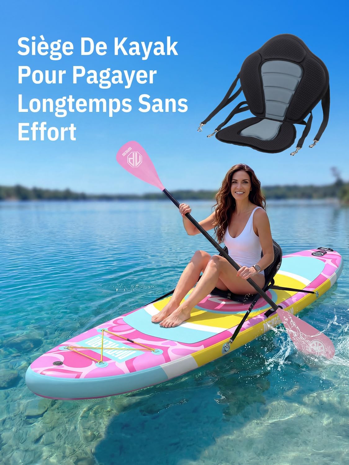 Niphean - Paddle gonflable adulte, ultraléger 320cm - siège, aileron StabilTrac, antidérapant, yoga, animaux