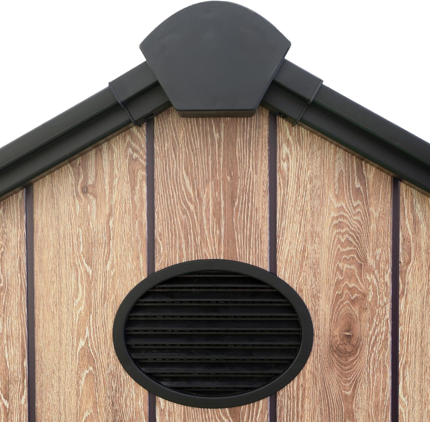 Hoggar Abri de jardin en résine 2,70 m² Oak O30 - Sol inclus - Fenêtre latérale - Effet bois premium - Protection UV et imperméable - Fermeture par goupille - Ventilations - Porte battante